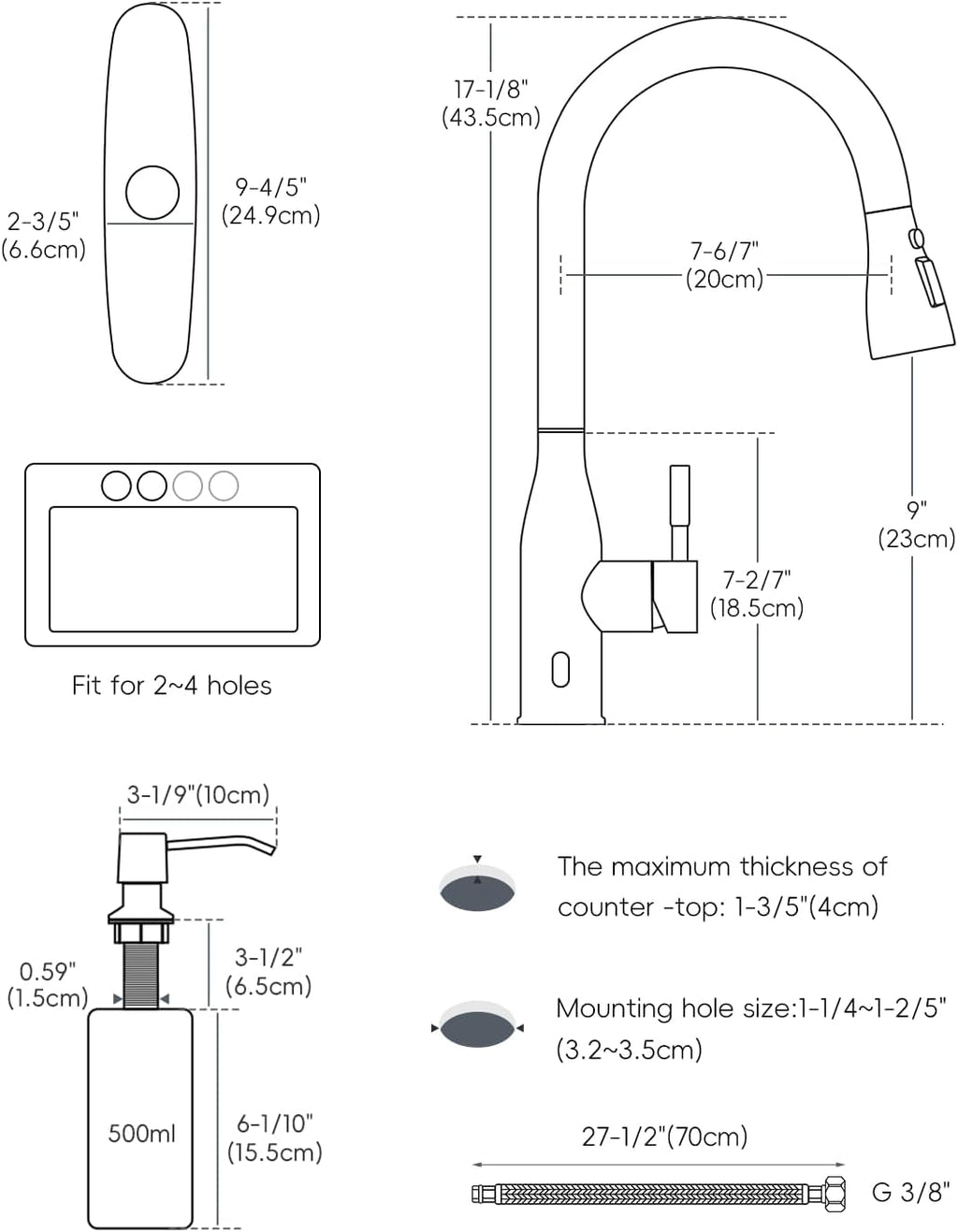 APPASO Touchless Kitchen Faucet with Pull-Down Sprayer and Soap Dispenser