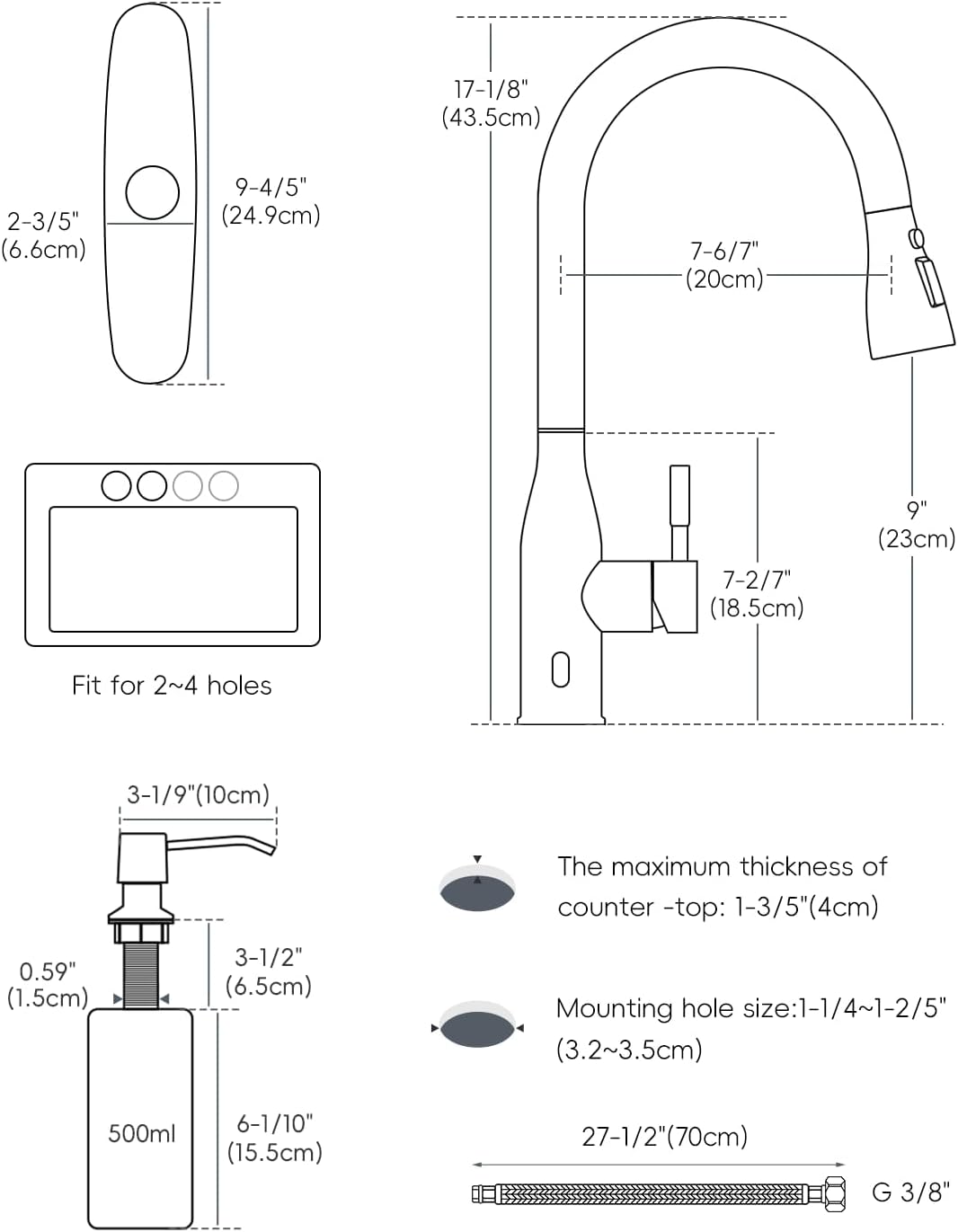 APPASO Touchless Kitchen Faucet with Pull-Down Sprayer and Soap Dispenser