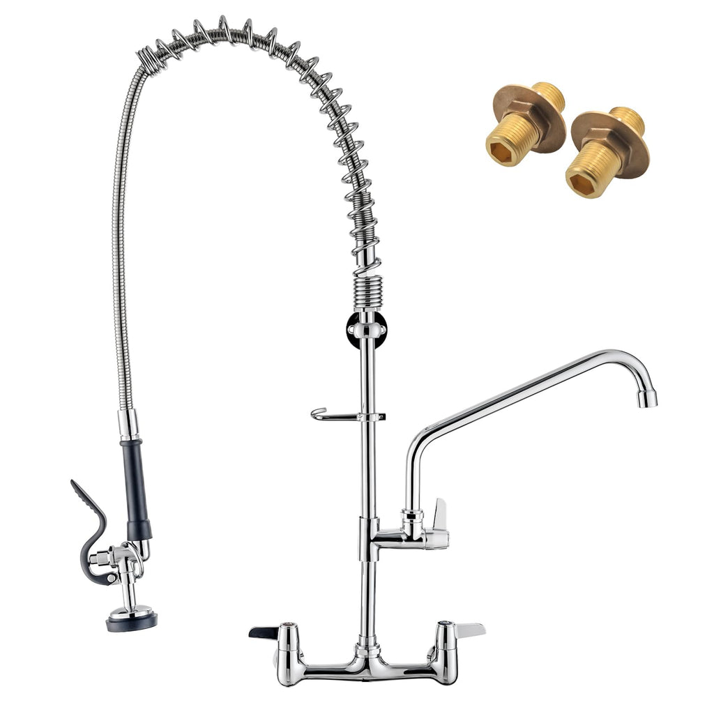 GIMILI Commercial Sink Faucet with Sprayer 8 Inch Center Wall Mount 25 Inch