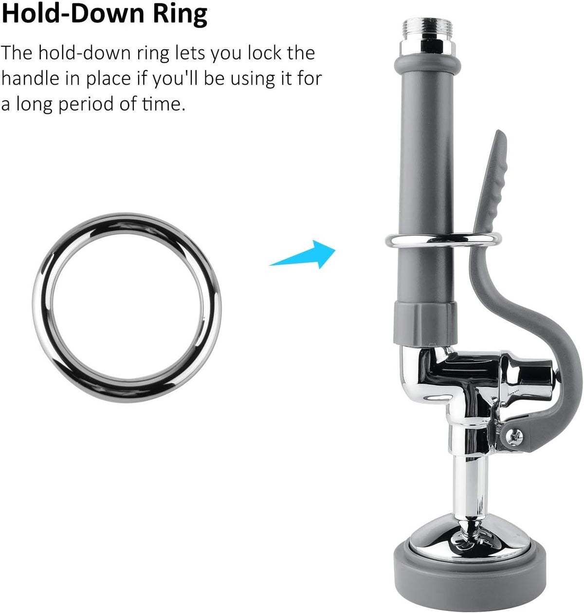 Pre Rinse Sprayer Commercial Sink Sprayer Head Spray Valve,1.42GPM Restaurant Sink Dish Spray with Handle for Commercial Kitchen faucets,Chrome Finished (Grey)
