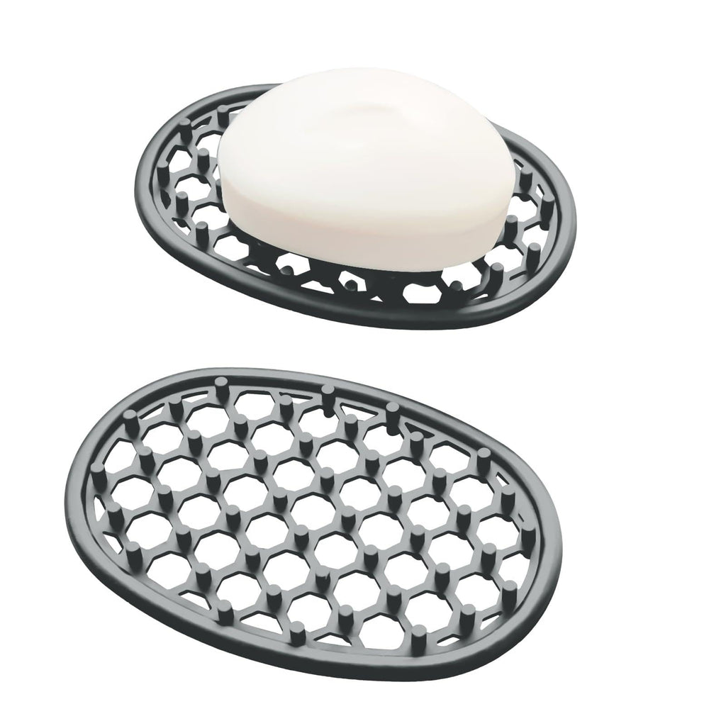 2 Pack Soap Dish for Shower, Non-Slip Silicone Bar Soap Holder with Efficient Drainage Holes for Bathroom Sink, Self Draining Soaps Saver Pad for Shower Niche, Shelf (White- 2Pcs)