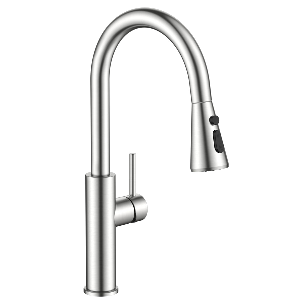 FORIOUS Black Kitchen Faucet with Pull Down Sprayer, High Arc Single Handle