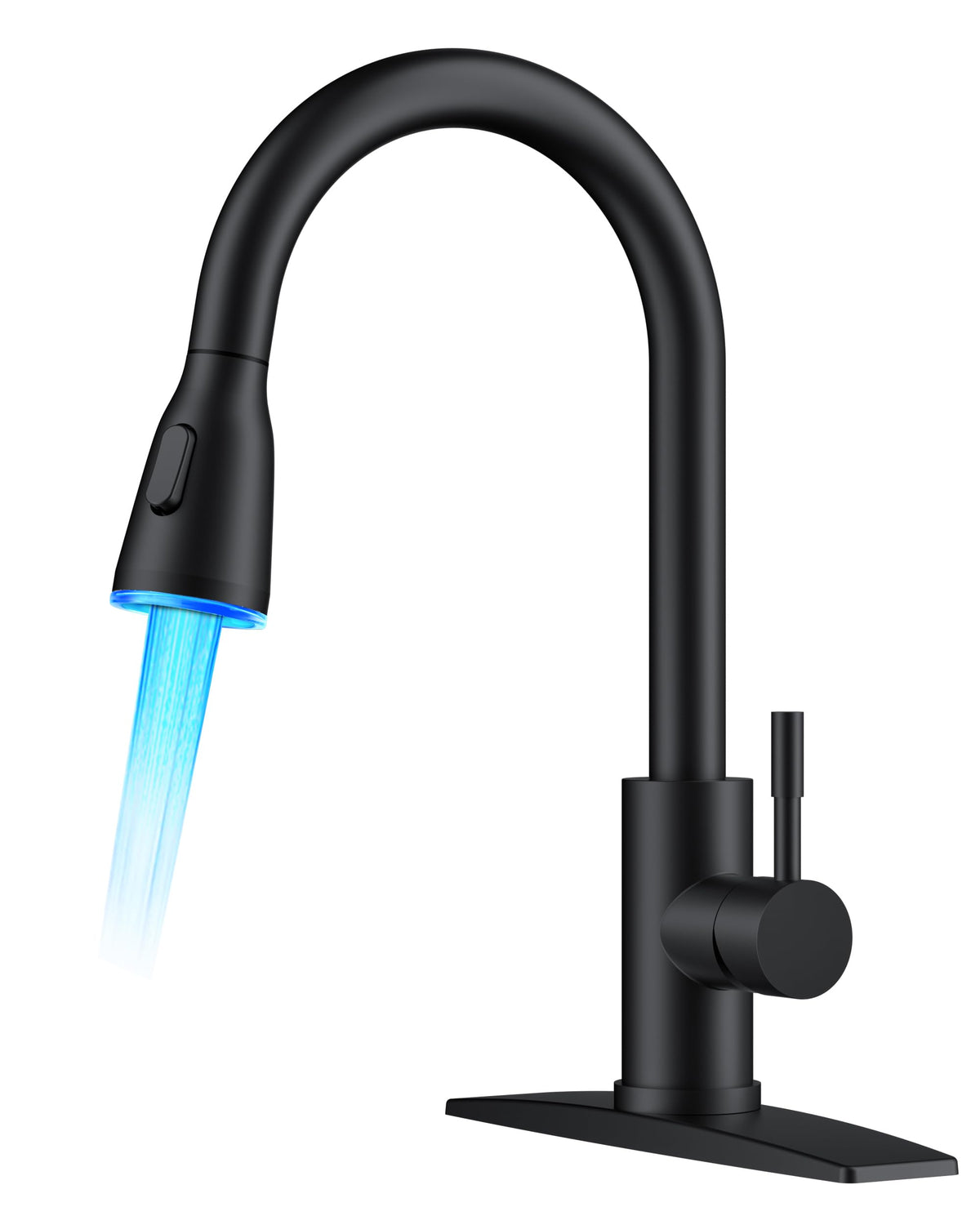 FORIOUS Black Kitchen Faucet with Pull Down Sprayer, High Arc Single Handle