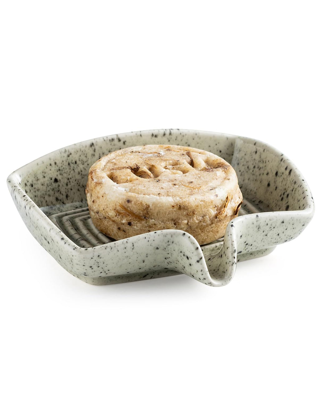 Zoeeker Self Draining Soap Dish, Ceramic Soap Holder with Waterfall Design