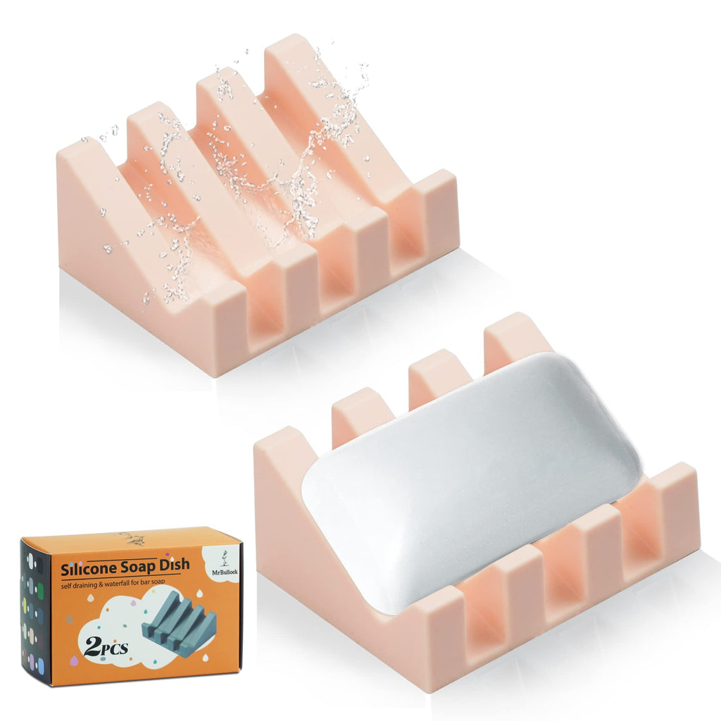 Silicone Soap Dish Self Draining with Suction Cups (White, 1 Pack)
