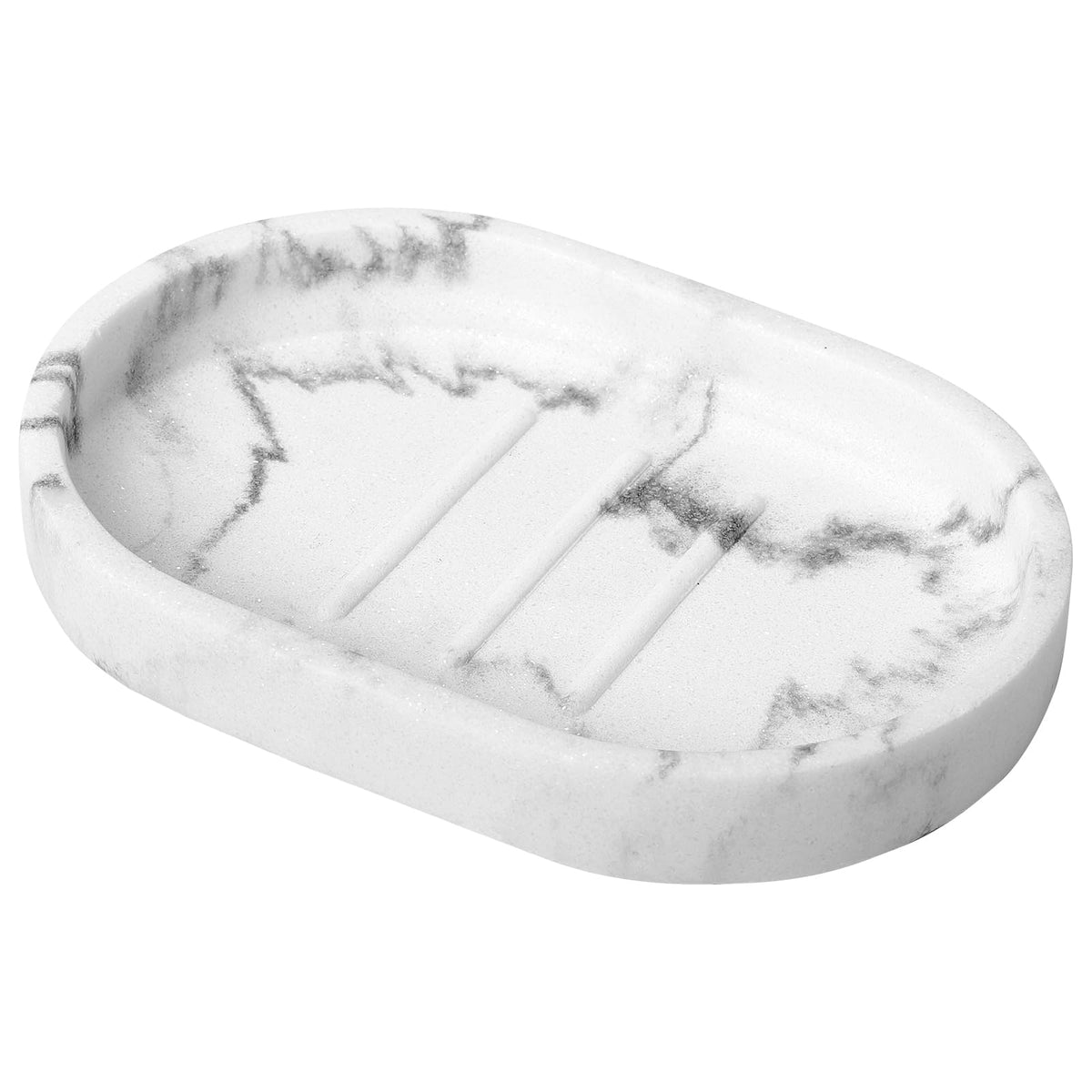 Luxspire Soap Dish Tray, Double Layer Soap Holder, White Marble