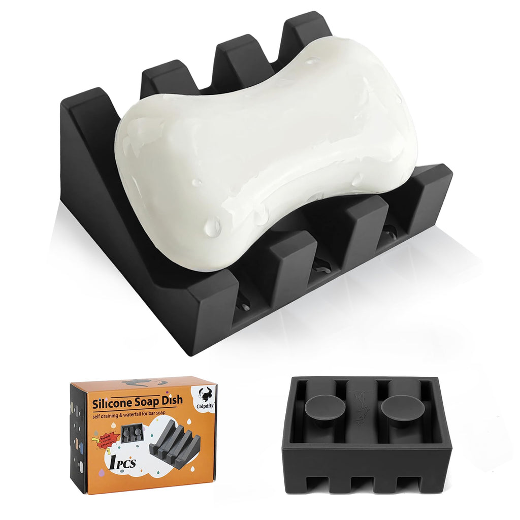 Soap Dish Holder for Shower with Suction Cup, Silicone Soap Holder & Saver Self-Draining Bar Soap Dish Keeps Soap Dry for Bathroom, Kitchen, Bathtub, Extends Soap Life (White-1Pack)