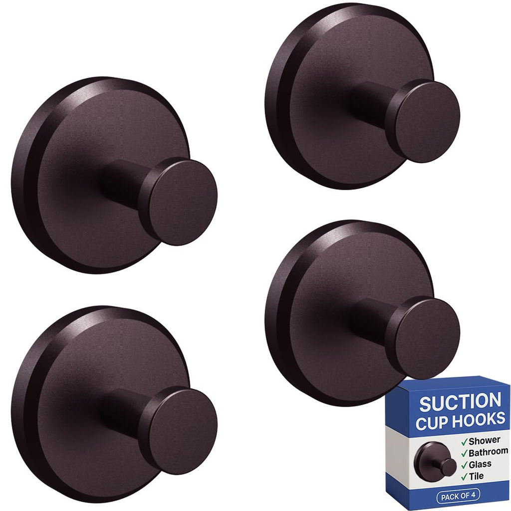 HOME SO Suction Cup Hooks for Shower & Bathroom Towel Holder 2-Pack Chrome