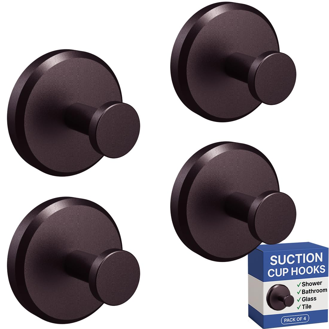 HOME SO Suction Cup Hooks for Shower & Bathroom Towel Holder 2-Pack Chrome