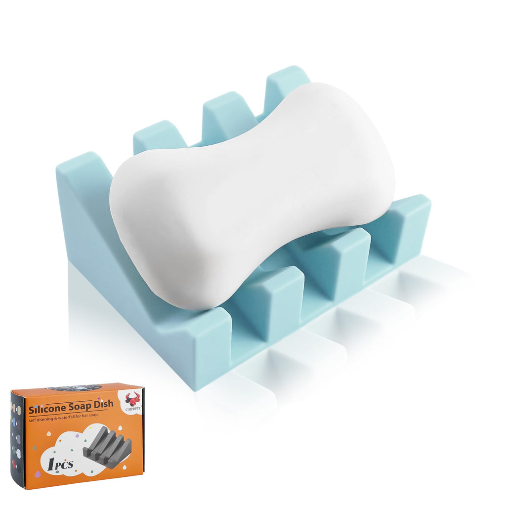 Self Draining Soap Dish Holder,Silicone Soap Dish,for Bathroom,Kitchen, Sponges，Can Extend Soap Life，Keep Soap Bars Dry and Easy Cleaning (White,1-Pack)