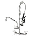 Commercial Kitchen Faucet with Sprayer for Restaurant-Chefs: BESTJEEF Commercial Sink Faucet for Cook - 25" Height 8" Center Wall Mount Kitchen Faucet with Stainless Spring Spray and 10" Add-On Spout