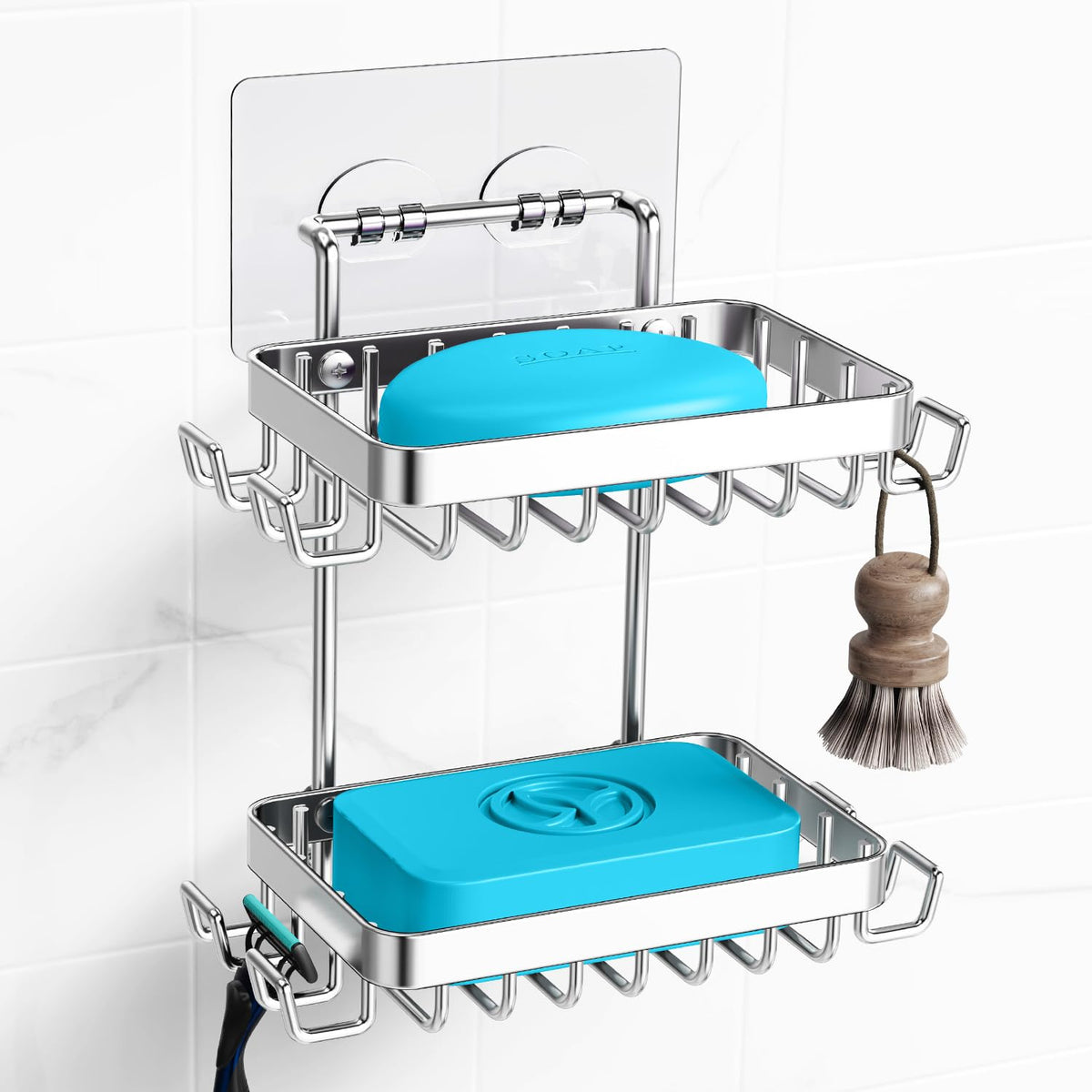 Nieifi Bar Soap Holder, Adhesive Soap Dish for Bathroom Shower Wall
