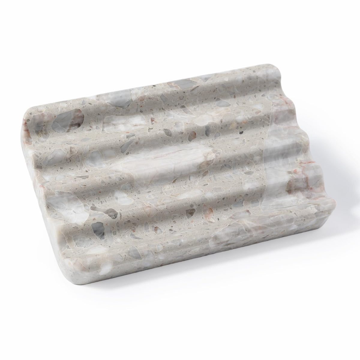 Karibiber Marble Soap Dish, Large Stone Bar Soap Holder Shower, Green Bathroom Soaps Saver, Easy Cleaning Natural Stone Sponge Holder for Kitchen Sink, Executive Jewelry Ring Tray