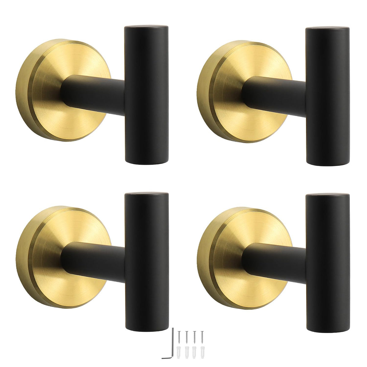 NearMoon Bath Towel Hooks- SUS 304 Stainless Steel Robe Hook Holder, Heavy Duty Coat Hook for Bathroom Livingroom Hotel Kitchen Garage, Wall Mounted- 4 Pack (Brushed Nickel)