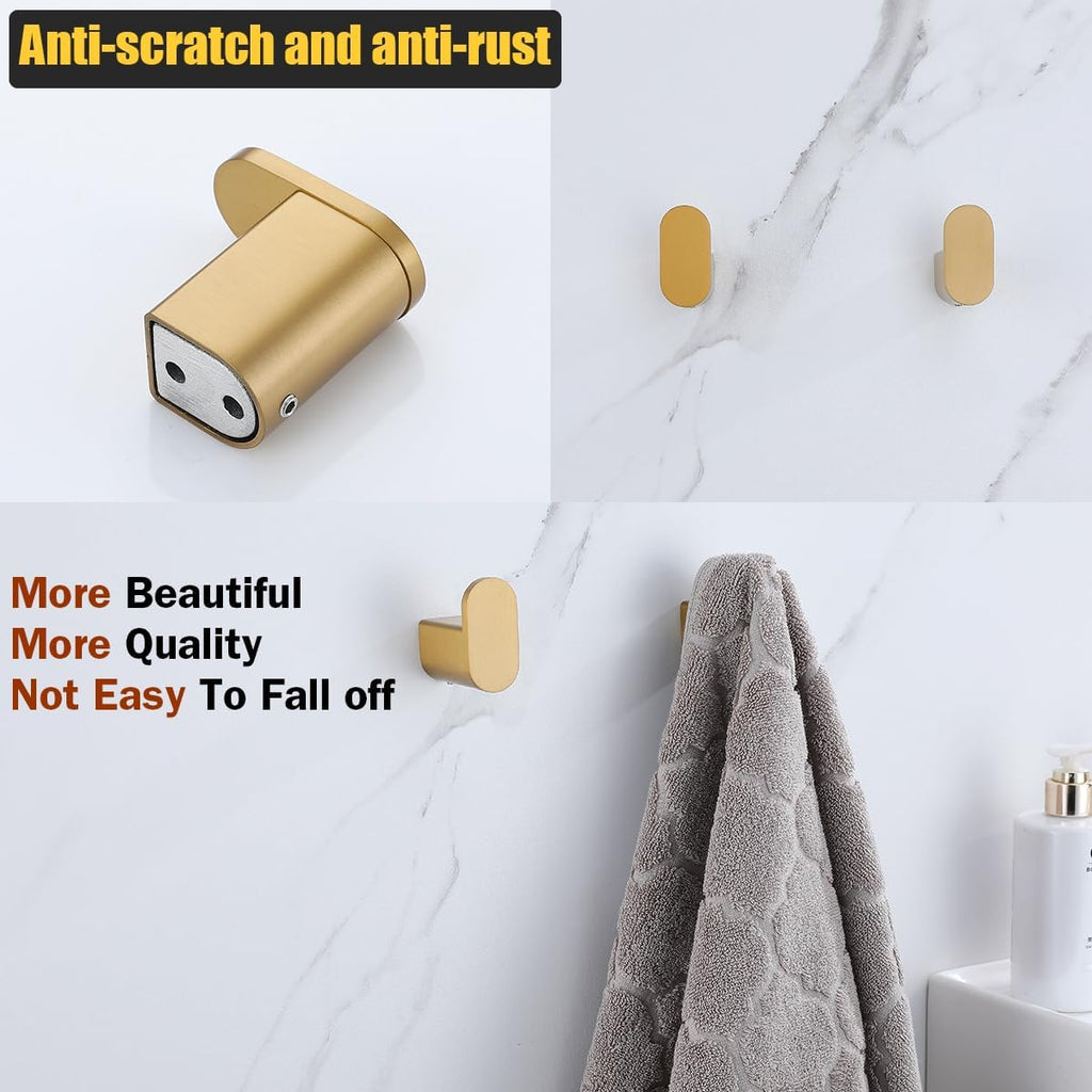RANDOM Champagne Bronze Towel Hooks for Bathrooms Wall Mount Coat Hooks SUS304 Stainless Steel Hand Towel Robe Hook.96026-8CB