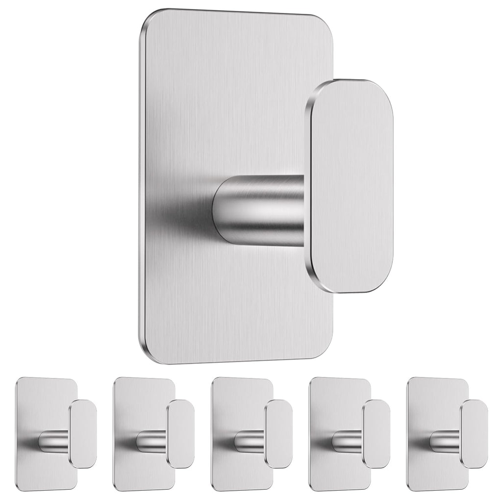 Large Heavy Duty Wall Hooks - 26lb Max, Stainless Steel Adhesive Towel Hooks for Hanging Towel, Coat, Robe, Hat, Sticky Towel Holder for Wall Mount in Bathroom, Shower, Kitchen (Black, 4 Pack)
