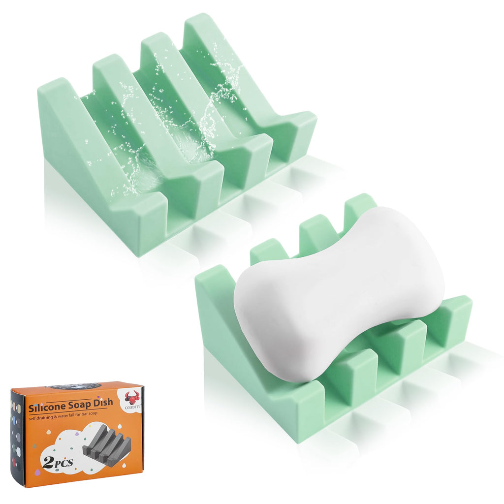 Self Draining Soap Dish Holder,Silicone Soap Dish,for Bathroom,Kitchen, Sponges，Can Extend Soap Life，Keep Soap Bars Dry and Easy Cleaning (White,1-Pack)