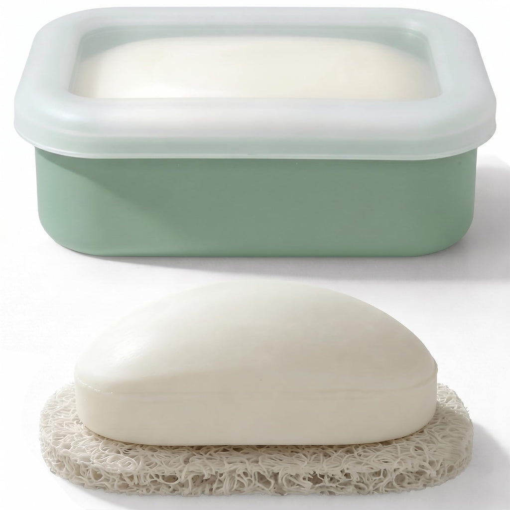 AIMAIAIMAI Enhanced Leak Proof Travel Soap Case, Compact Silicone Travel Soap Dish with Drainage Pad, Great for Gym, Camping, Bussines Trip (Black)