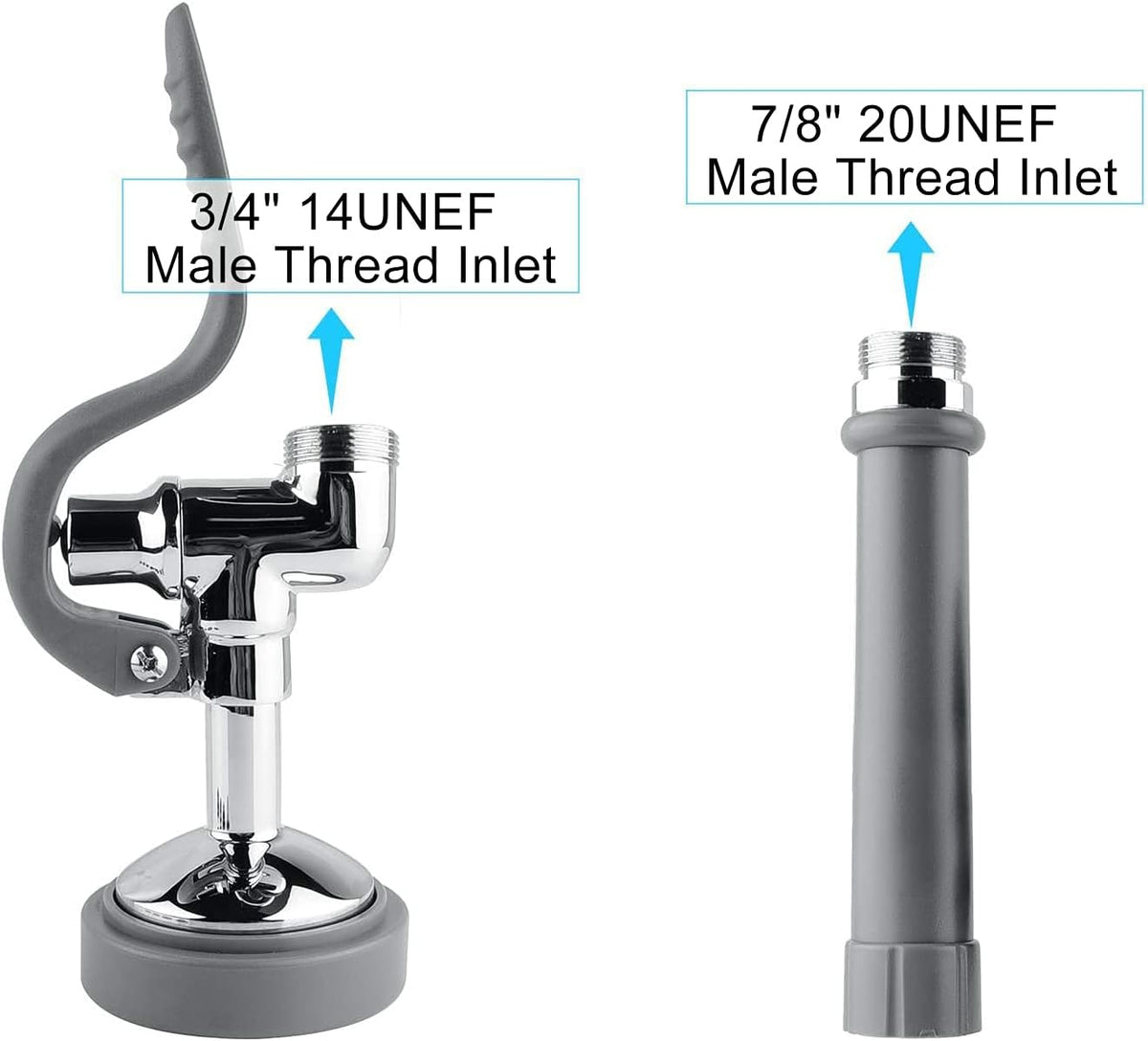 Pre Rinse Sprayer Commercial Sink Sprayer Head Spray Valve,1.42GPM Restaurant Sink Dish Spray with Handle for Commercial Kitchen faucets,Chrome Finished (Grey)