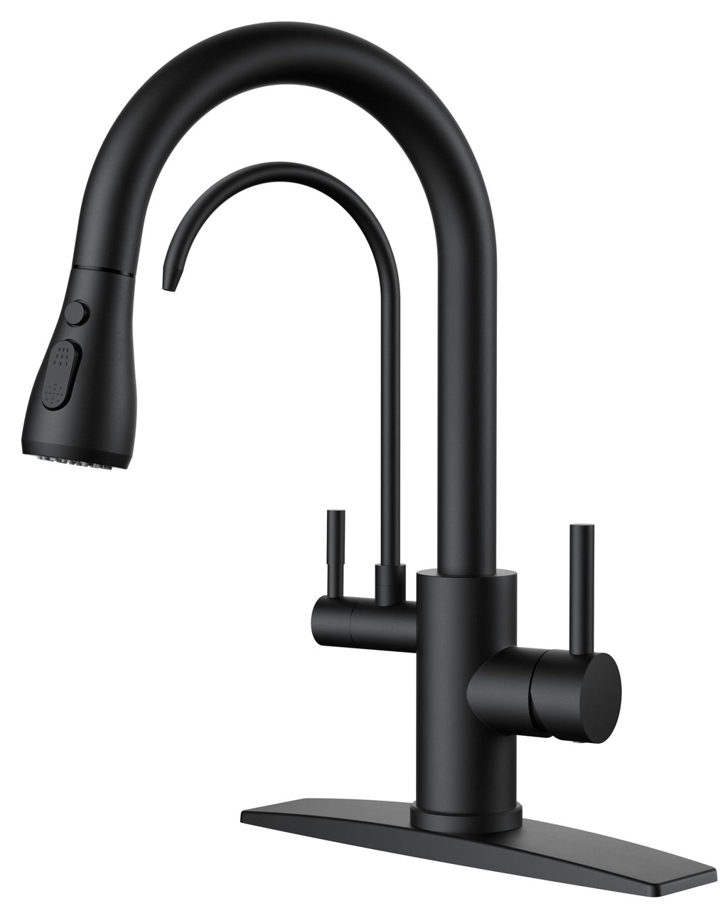 FORIOUS Black Kitchen Faucet with Pull Down Sprayer, High Arc Single Handle