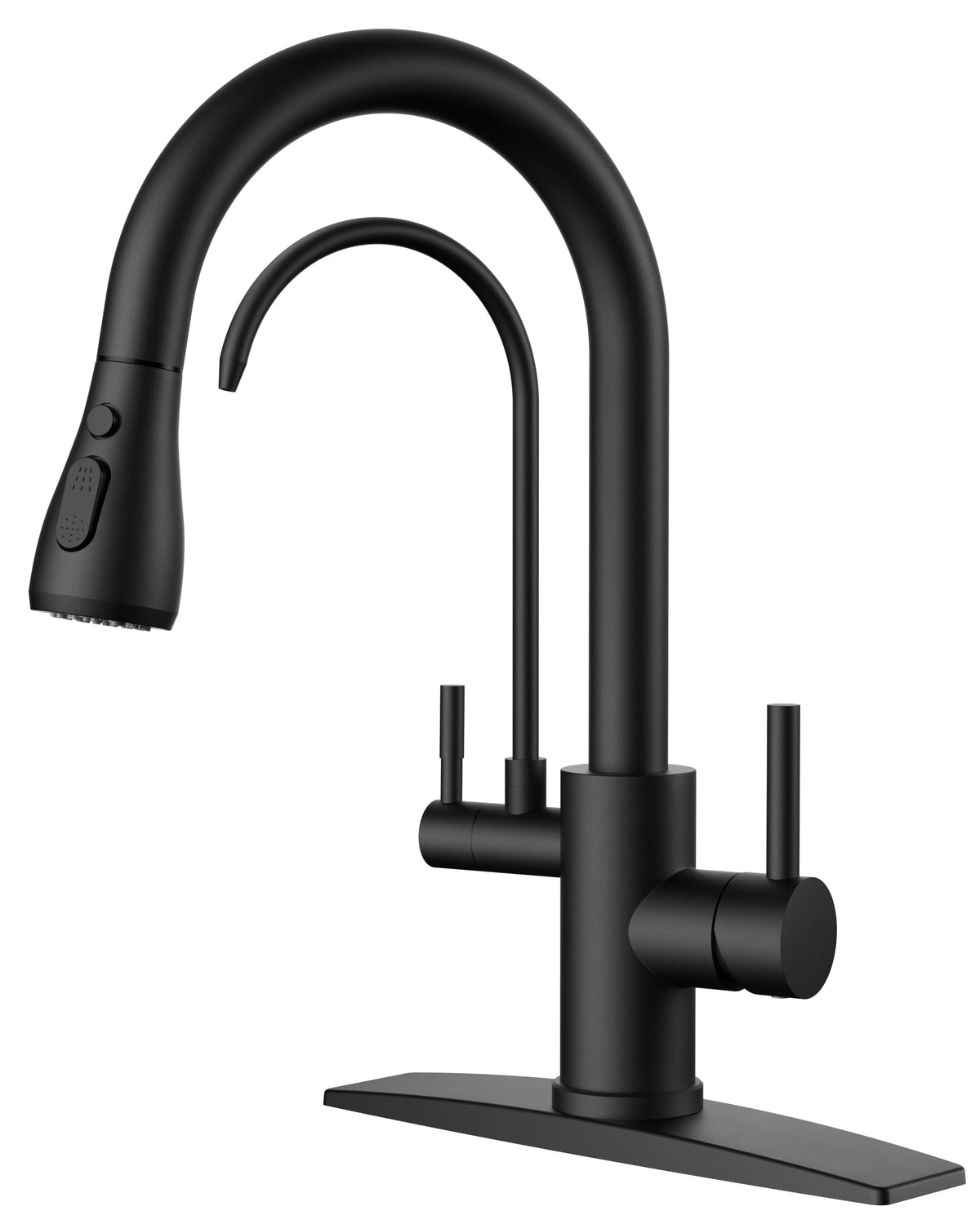 FORIOUS Black Kitchen Faucet with Pull Down Sprayer, High Arc Single Handle