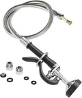 Pre Rinse Sprayer Commercial with 45” Stainless Steel Hose, 1.42 GPM Commercial Sink Sprayer, High-Pressure Dish Spray for Restaurant Use, Sink Spray Nozzle with Adapters (Black)