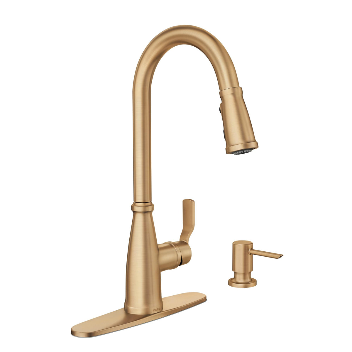 Moen Nolia Chrome One-Handle Pre-Rinse Spring Kitchen Faucet with Pull Down Sprayer, Single Hole Kitchen Sink Faucet with Soap Dispenser, 87886