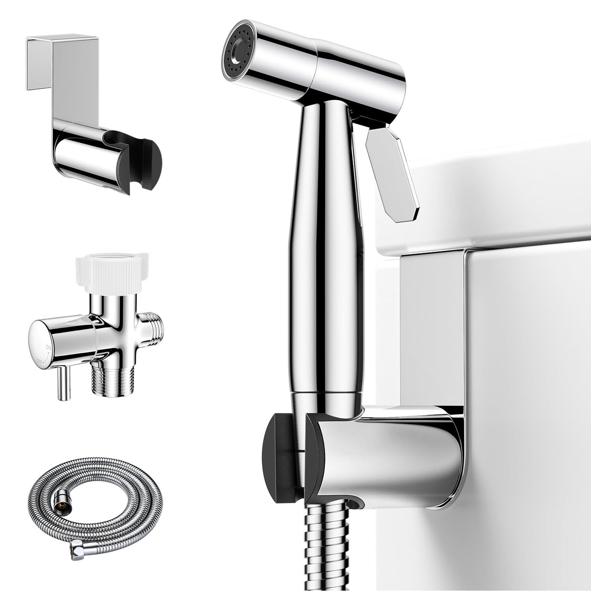 Arofa Handheld Bidet Sprayer, Bidet Attachment for Toilet, Brushed Nickel