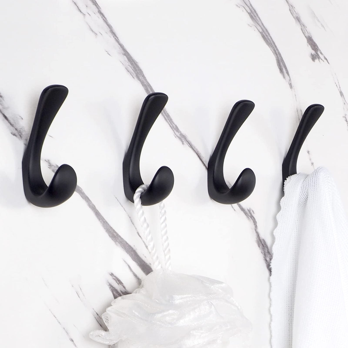 2 Pack Towel Hooks for Bathrooms Wall Mounted, Brushed Nickel Bathroom Hooks for Towels, Robe & Towel Hook for Wall, Modern Bath Towel Hook
