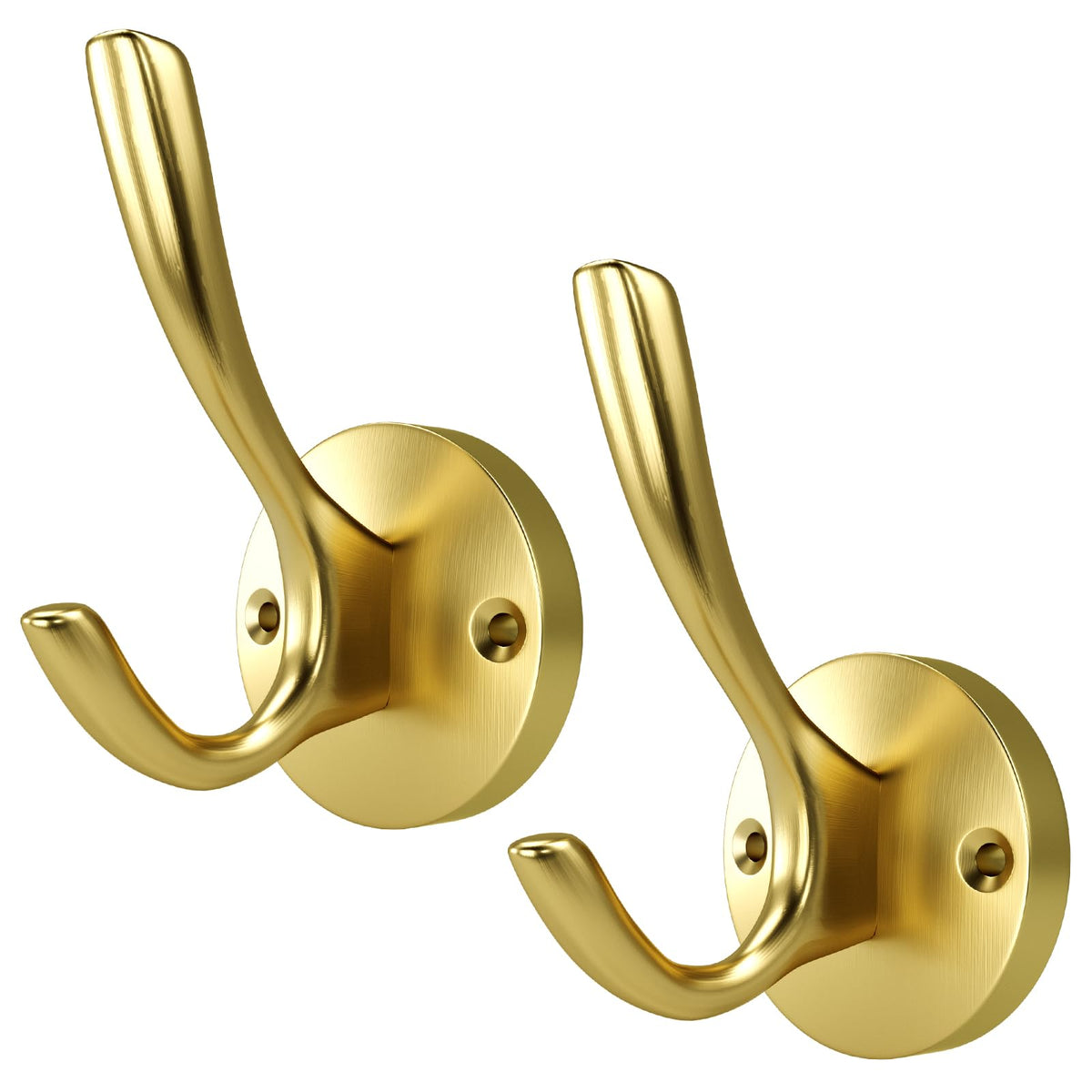 Towel Hooks for Bathrooms Silver Wall Hooks 2 Pack Brushed Nickel Coat Hooks Heavy Duty Towel Wall Hooks for Coats Robes Hats Bath Entryway Cubicle Kitchen Screw in Brushed Nickel Towel Hooks