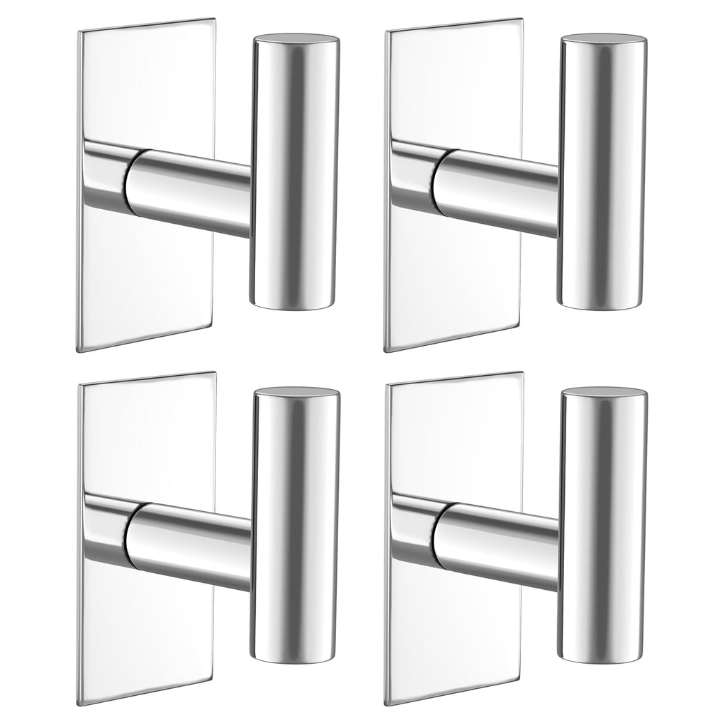 VAEHOLD Wall Towel Hooks, Heavy Duty Sticky Holder Waterproof Towel Hooks for Hanging Coat, Clothes, Closet Hook Wall Mount for Kitchen (Silver, 2 Pack)