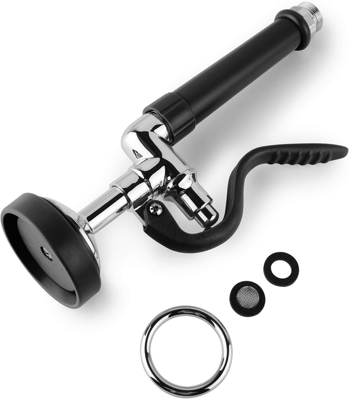 Pre Rinse Sprayer Commercial Sink Faucet Spray Valve Chrome Finished (Black)