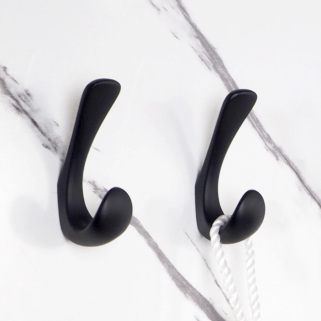 2 Pack Towel Hooks for Bathrooms Wall Mounted, Brushed Nickel Bathroom Hooks for Towels, Robe & Towel Hook for Wall, Modern Bath Towel Hook