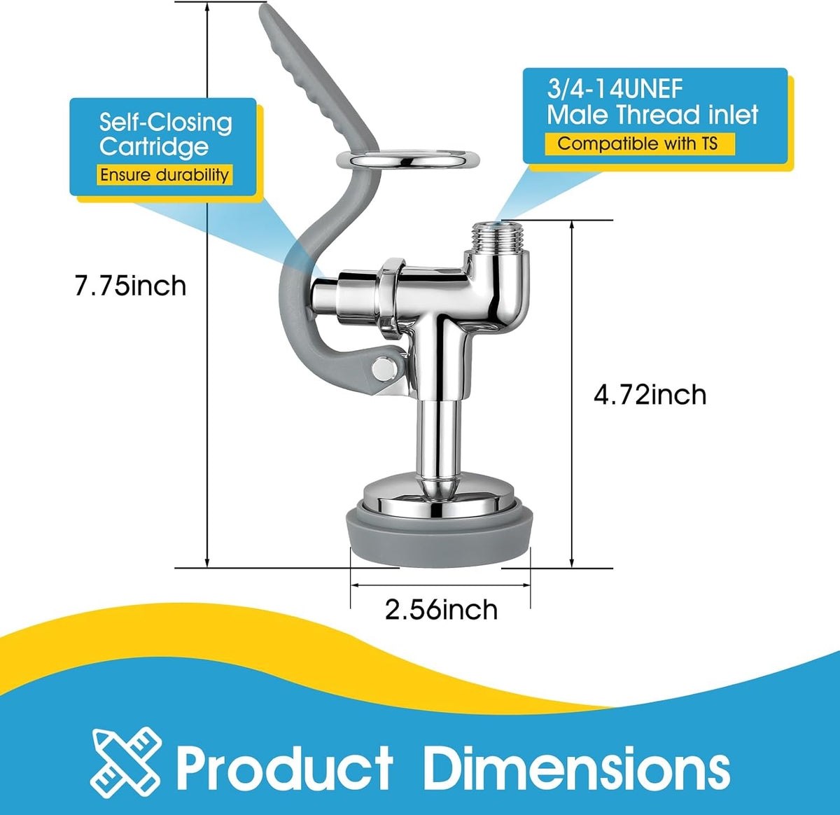 Replacement B-0107 Commercial Sink Sprayer Valve for T&S Brass, High-Pressure Pre Rinse Spray Valve Dish Sprayer Nozzle with Ergonomic Handle, Faucet Parts for Commercial Kitchen Faucet