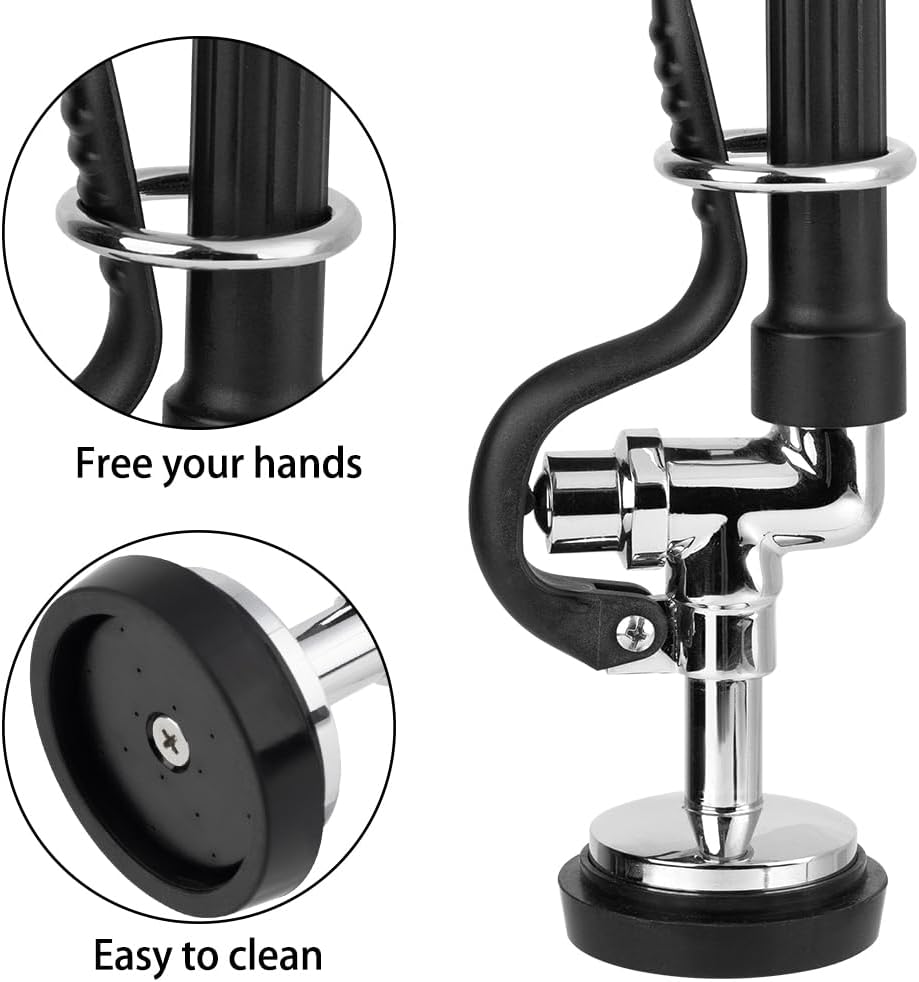 Pre Rinse Sprayer Valve Fits for T&S Brass Spray Valve Replace B-0107, High-Pressure Commercial Pre Rinse Spray Head Dish Sprayer Replacement Kit for Restaurant Industrial Faucets - Black