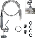 Commercial Sink Sprayer with 45" Flexible Stainless Steel Hose, Pre-Rinse Dish Spray Valve Replacement Kit Assembly Sprayer Nozzle Head for Industrial Restaurant Kitchen Faucets, Gray