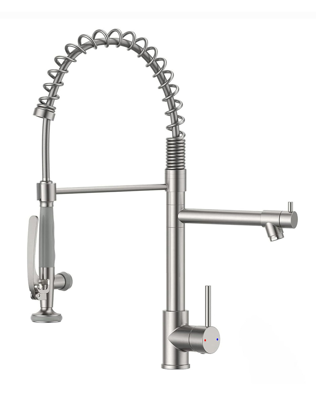 Fapully Commercial Kitchen Faucet,Wall Mount Kitchen Sink Faucet with Pre-Rinse Pull Down Sprayer,25‘’ Height 8'' Center 3 Compartment Sink Faucets with 12.2'' Swing Spout Chrome