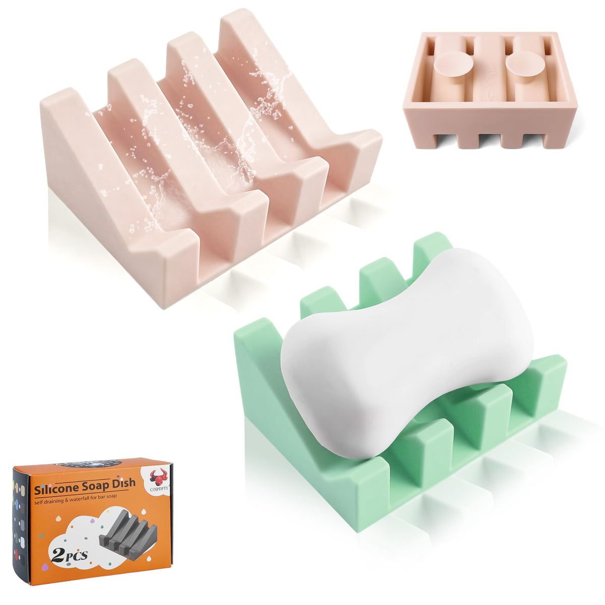 Soap Dish Holder for Shower with Suction Cup, Silicone Soap Holder & Saver Self-Draining Bar Soap Dish Keeps Soap Dry for Bathroom, Kitchen, Bathtub, Extends Soap Life (White-1Pack)