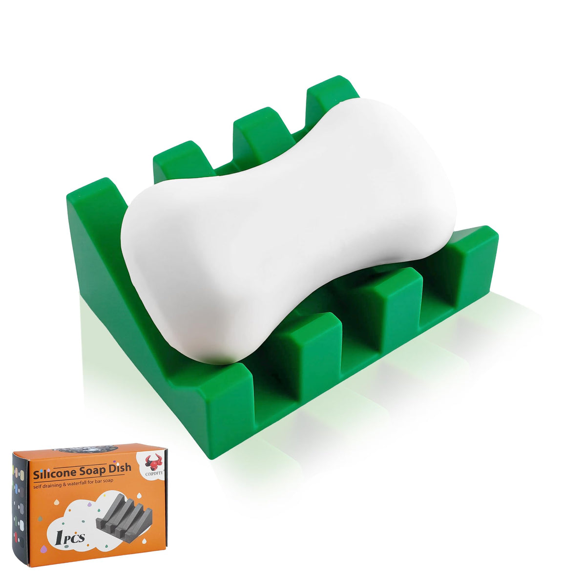 Self Draining Soap Dish Holder,Silicone Soap Dish,for Bathroom,Kitchen, Sponges，Can Extend Soap Life，Keep Soap Bars Dry and Easy Cleaning (White,1-Pack)