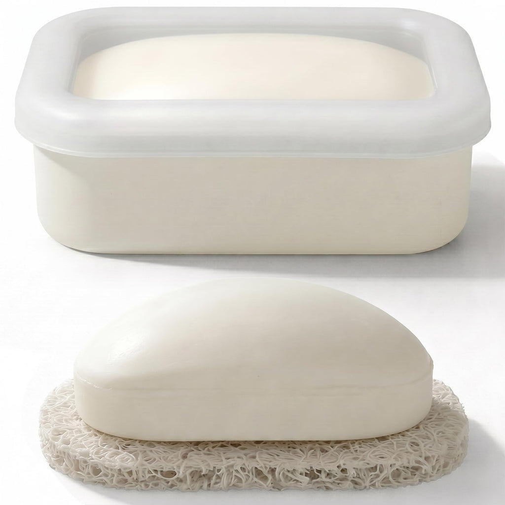 AIMAIAIMAI Enhanced Leak Proof Travel Soap Case, Compact Silicone Travel Soap Dish with Drainage Pad, Great for Gym, Camping, Bussines Trip (Black)
