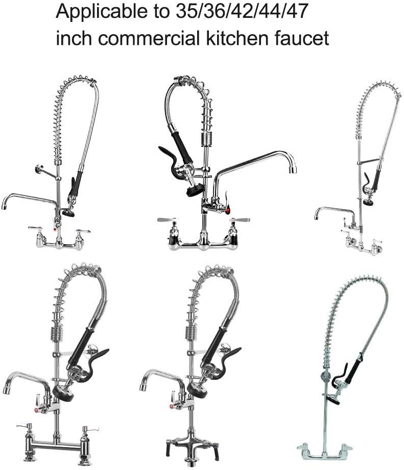 Pre-Rinse Hose with Spray Valve 44 Inch Flexible Stainless Hose with Sprayer Nozzle Head Replacement Kit for Commercial Kitchen Sink Faucet(Free Brass Adapter to Connect Add-on Swivel Spout)