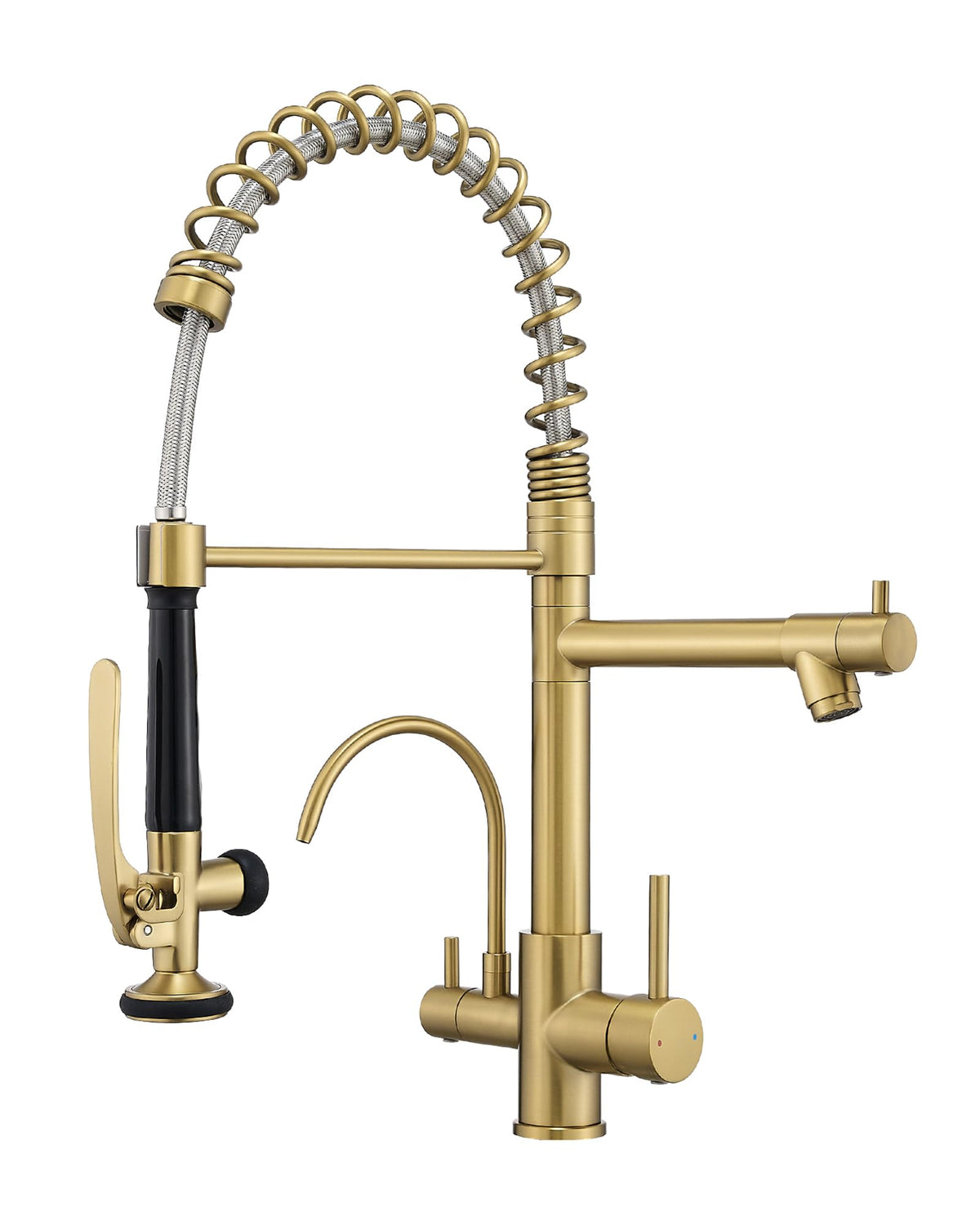 Fapully Commercial Kitchen Faucet,Wall Mount Kitchen Sink Faucet with Pre-Rinse Pull Down Sprayer,25‘’ Height 8'' Center 3 Compartment Sink Faucets with 12.2'' Swing Spout Chrome
