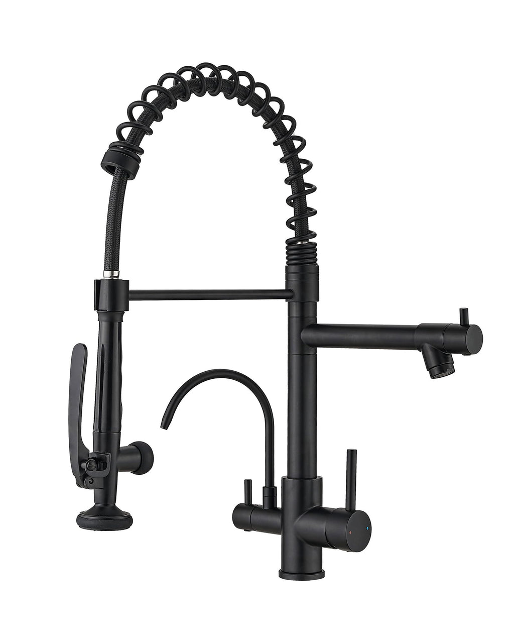 Fapully Commercial Kitchen Faucet,Wall Mount Kitchen Sink Faucet with Pre-Rinse Pull Down Sprayer,25‘’ Height 8'' Center 3 Compartment Sink Faucets with 12.2'' Swing Spout Chrome