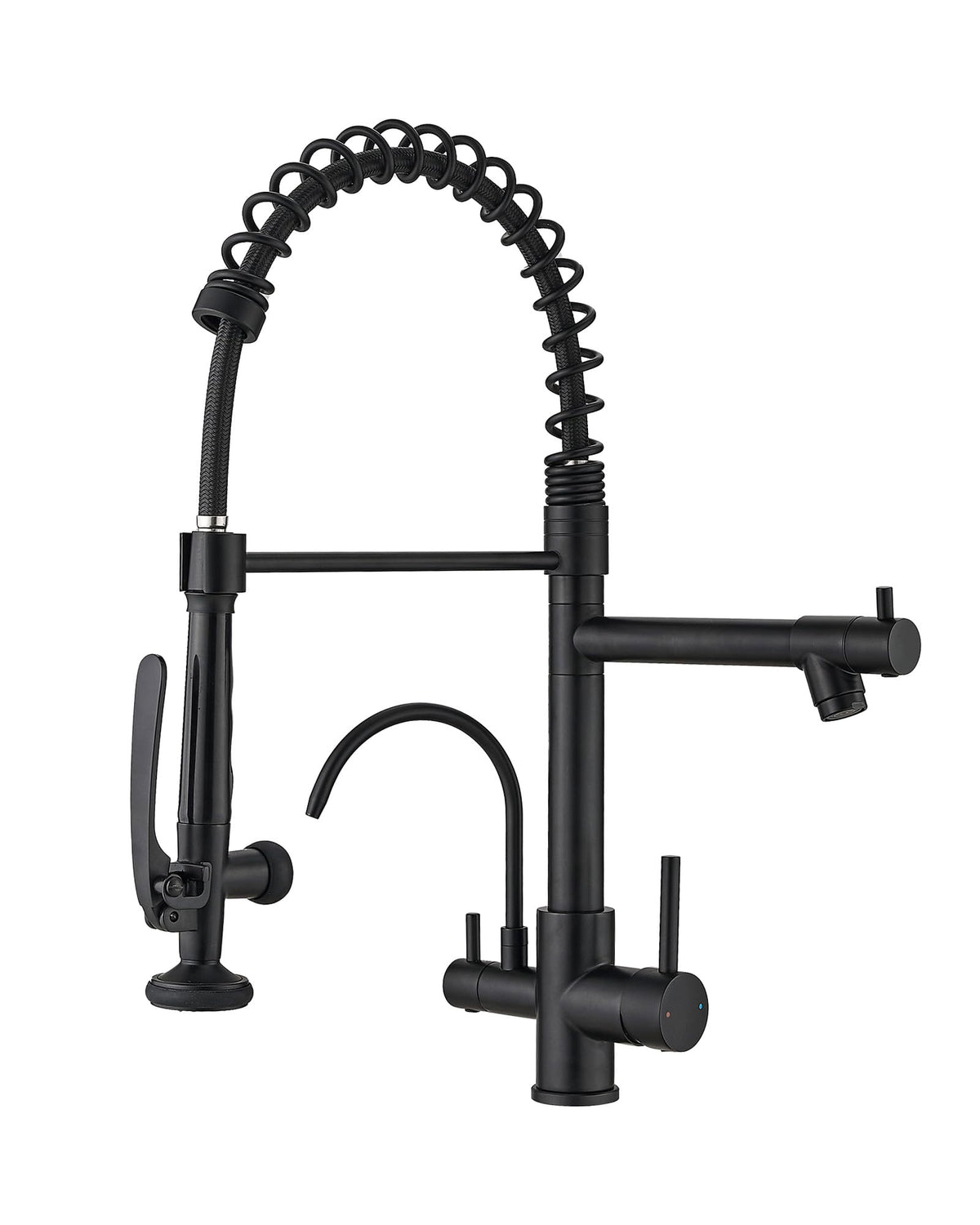 Fapully Commercial Kitchen Faucet,Wall Mount Kitchen Sink Faucet with Pre-Rinse Pull Down Sprayer,25‘’ Height 8'' Center 3 Compartment Sink Faucets with 12.2'' Swing Spout Chrome