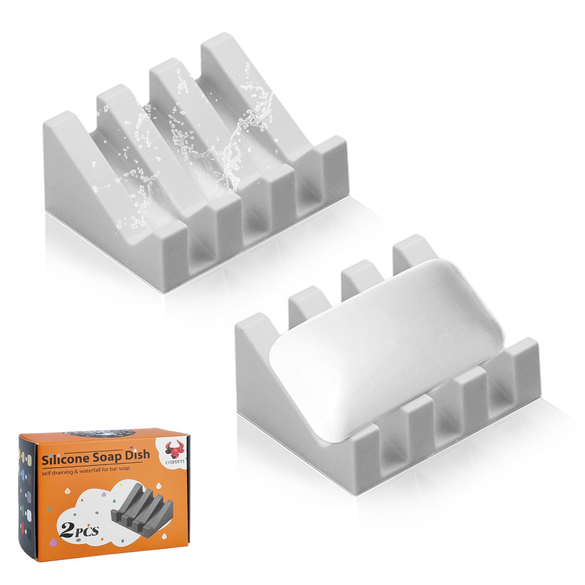 Self Draining Soap Dish Holder,Silicone Soap Dish,for Bathroom,Kitchen, Sponges，Can Extend Soap Life，Keep Soap Bars Dry and Easy Cleaning (White,1-Pack)