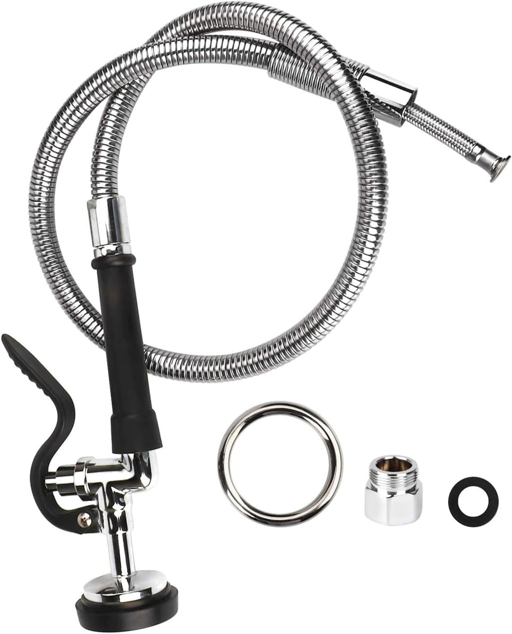 COOLWEST Commercial Pre-rinse Sprayer with Hose 38 Inch Flexible Stainless Hose with Spray Valve Head Replacement Kit for Wall Mount Commercial Kitchen Sink Faucet