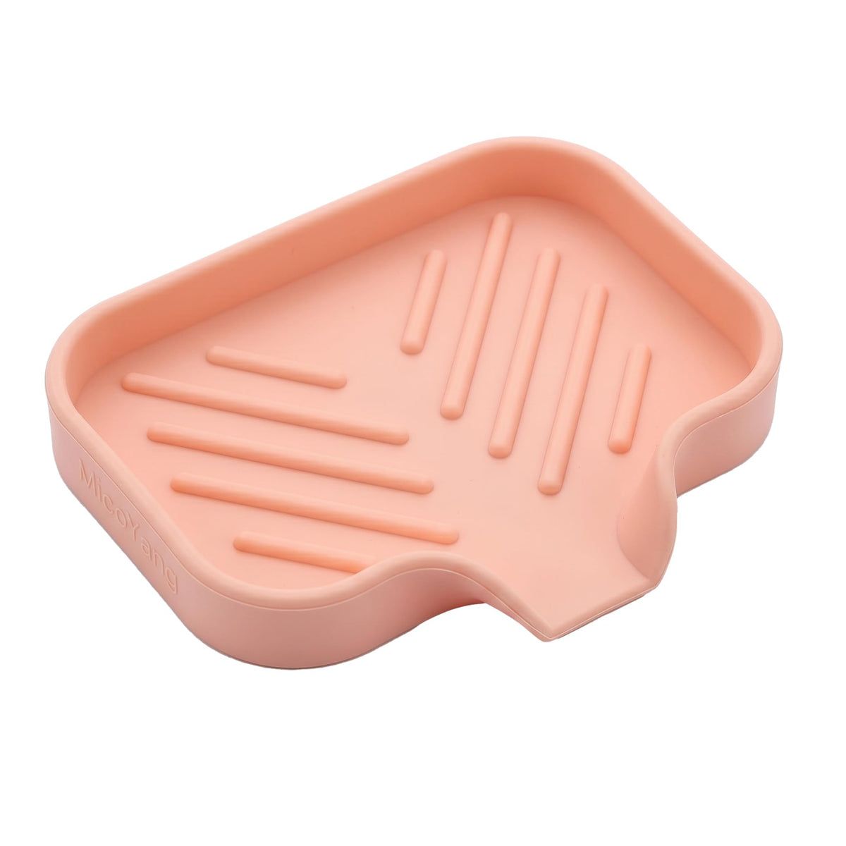 MicoYang Silicone Soap Dish with Drain Spout, Self-Draining Sink Organizer Tray for Bathroom and Kitchen, Sponges, Dispensers and Soap Holder, Non-Slip and Dishwasher Safe, White (Compact, 4.9"×3.2")