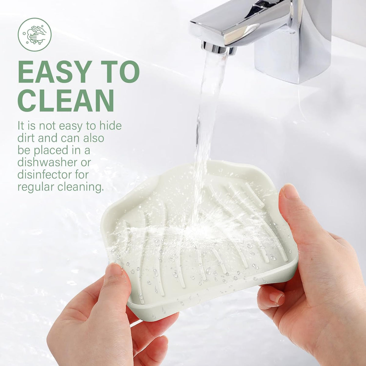 2PCS Self Draining Soap Holder,Spofit Silicone Soap Dish, Suitable for for Kitchen, Bathroom, Shower, Bath Tub,Soap Container (Beige)
