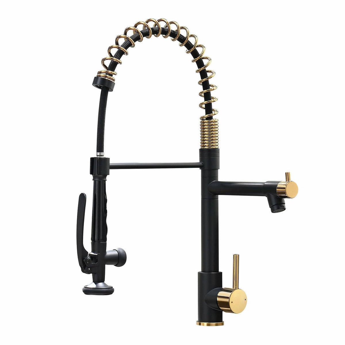 Fapully Commercial Kitchen Faucet,Wall Mount Kitchen Sink Faucet with Pre-Rinse Pull Down Sprayer,25‘’ Height 8'' Center 3 Compartment Sink Faucets with 12.2'' Swing Spout Chrome