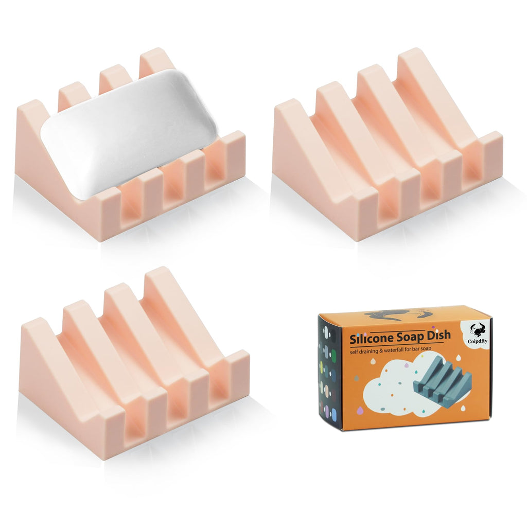 Self Draining Soap Dish Holder,Silicone Soap Dish,for Bathroom,Kitchen, Sponges，Can Extend Soap Life，Keep Soap Bars Dry and Easy Cleaning (White,1-Pack)